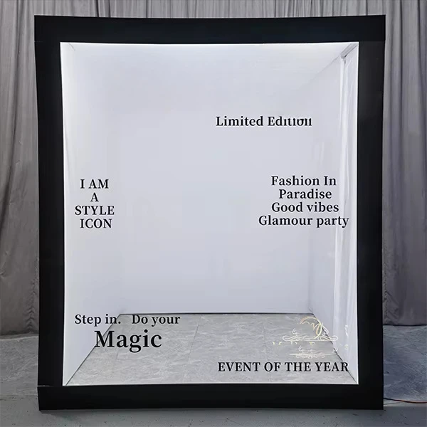 

Photo Booth Box for 70th Birthday Events - Vintage Vogue Style with Personalized Frames Backdrops