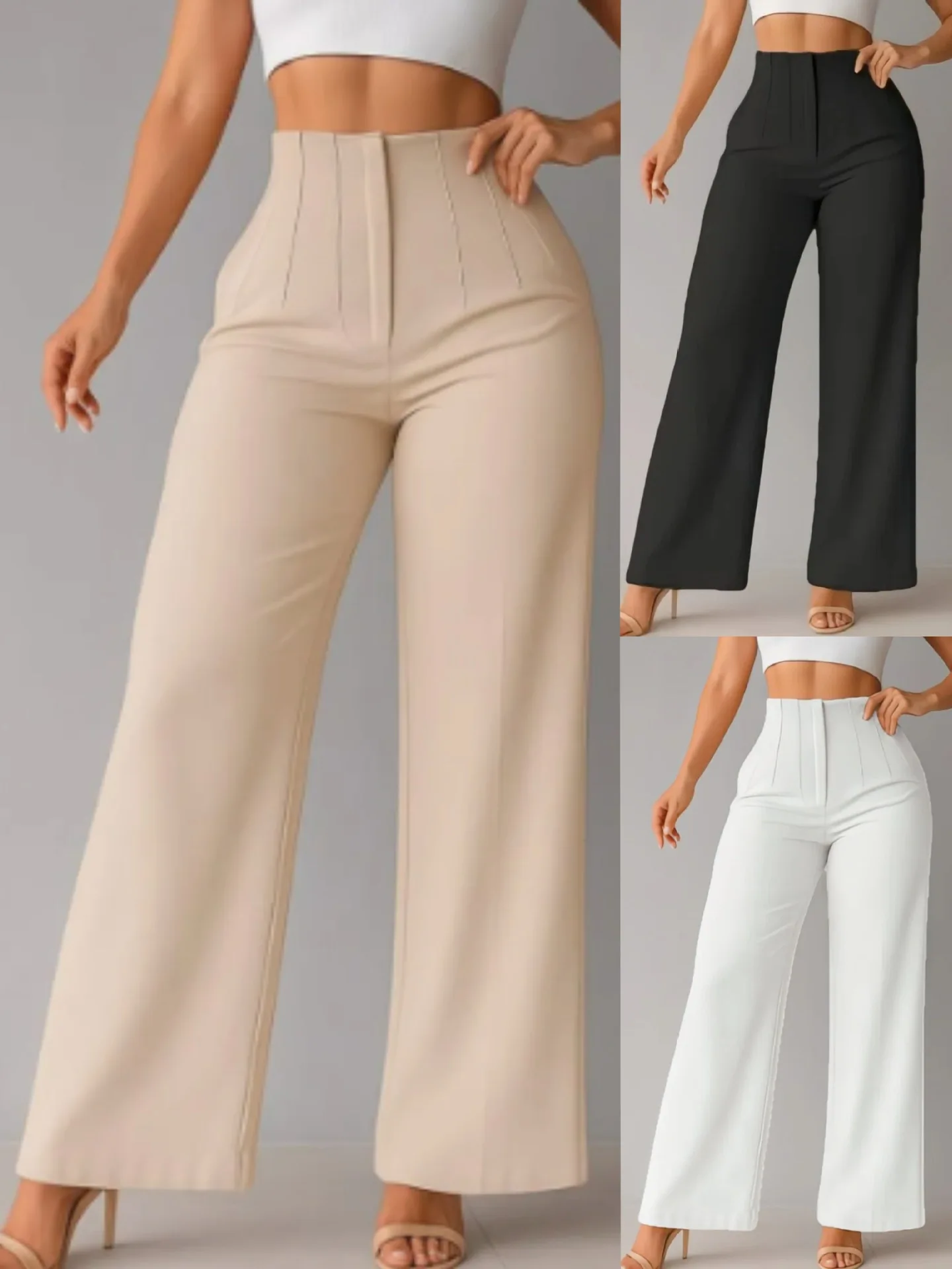 

Women's Casual Style Pure Color Wide-Leg Pants New Fashion Long Suit Pants Comfortable Wide Leg Trousers for Ladies