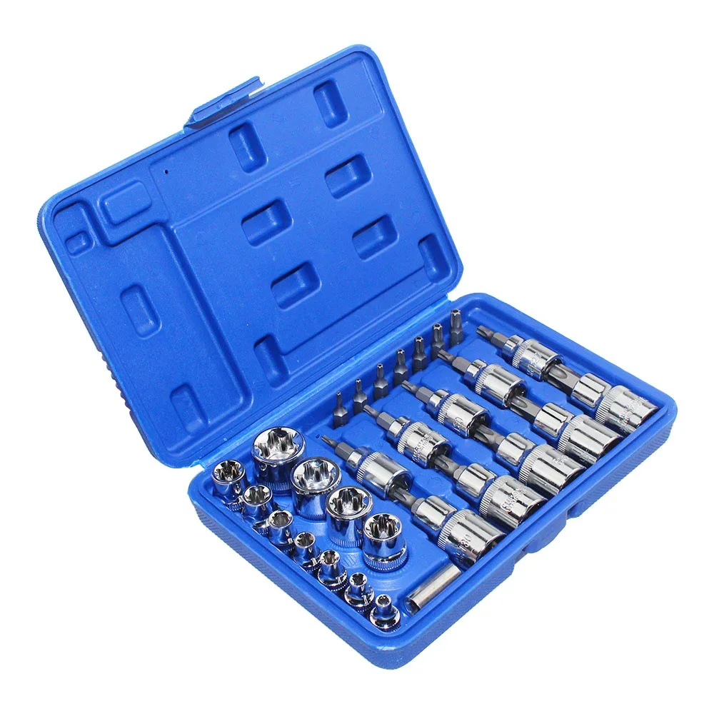 

29PC Universal Socket Adapter Bit Set Ratchet Tool Female Male Kit Case Mechanics Engineer Wrench