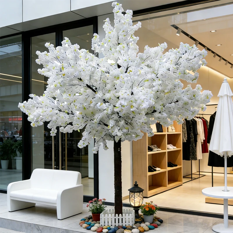 

Искусственное дерево с белыми цветами вишни, декоративное растение для интерьера, популярное украшение для свадеб, витрин и декора окон, искусственное дерево с цветами персика.