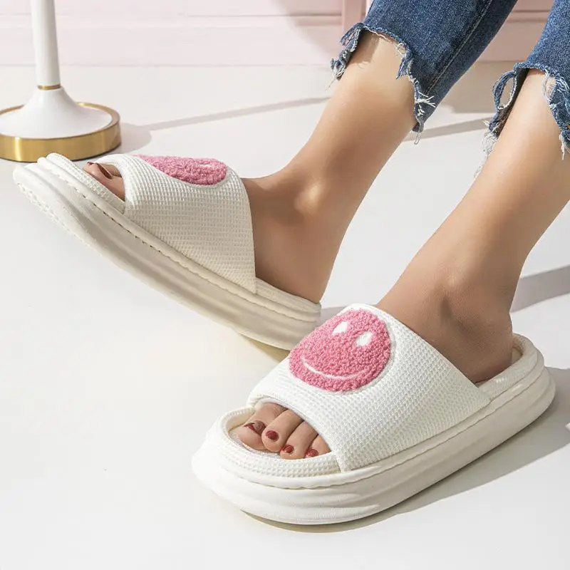 Casual Slippers Women Flats Indoor Fashion Designer Shoes Girls Home Elegant Cotton Linen Platform Slipper Ladies Thick Bottom