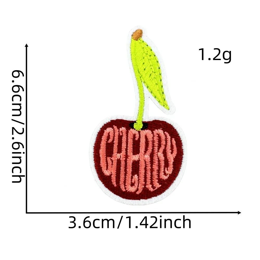 1 Piece Cartoon Cherry Patches Iron on Embroidery Fruits Patch for Clothing Backpack Decoration