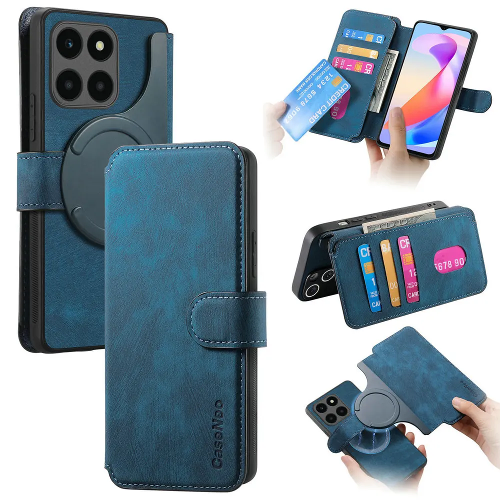 Luksusowe etui 2w1 ze skóry z ochroną RFID 360 stopni do Motorola Moto G86 Power G87 G57 G56 5G, Capa Moto G06 G67 86 G66J, magnetyczne etui na karty — zdjęcie produktu 2
