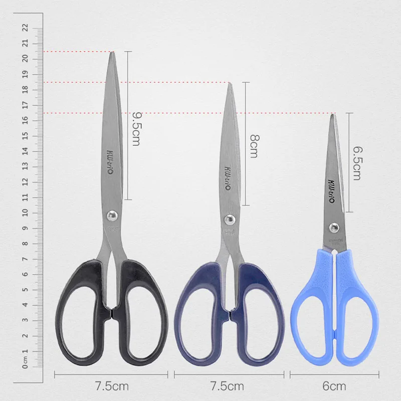 6.5 Inch 7inch 8inch Stainless Steel Curved Edge Scissors Office Scissors Sharp Edge Office Helper Scissors Stationery