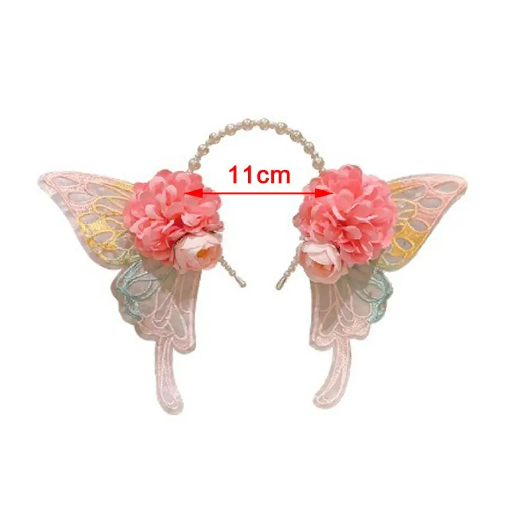 Ikat Rambut Kupu-kupu Karangan Bunga Baru Buatan Tangan DIY Ikat Kepala Bunga Alat Penata Hiasan Kepala Lucu Wanita Anak Perempuan