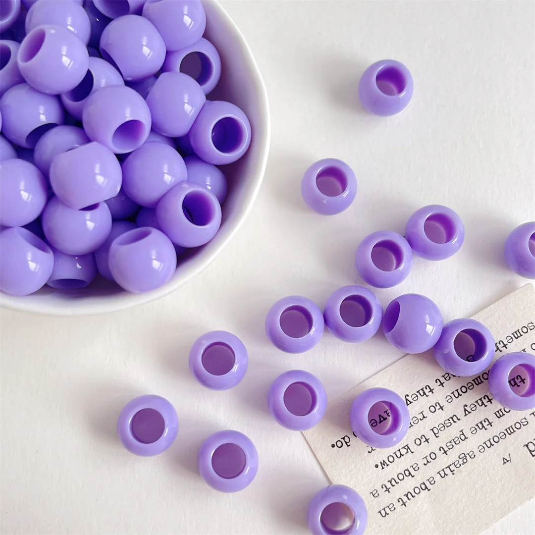 50pcs/lot multi-colored Large Hole Pony Beads Plastic Beads For Bracelets Making DIY Crafts Jewelry Key Chains And Decorations