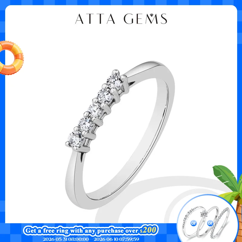 

ATTAGEMS 2mm Round Cut lab Diamond Ring Pure 10k 14K 18K Gold for Women Girl Anniversary Gift Simple Versatile Ring Fine Jewelry