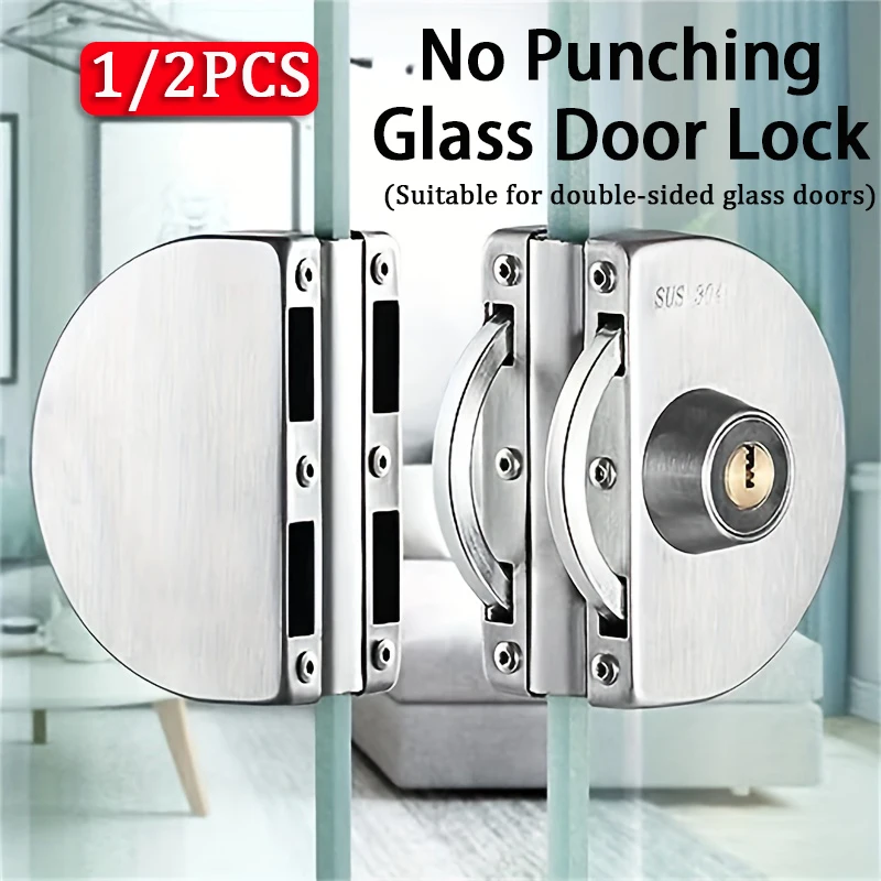 1/2PCS New Glass Display Cabinet/Showcase Locks Zinc Alloy Double Door No Need Drilling Easy To Install Home Tool With 3 Keys