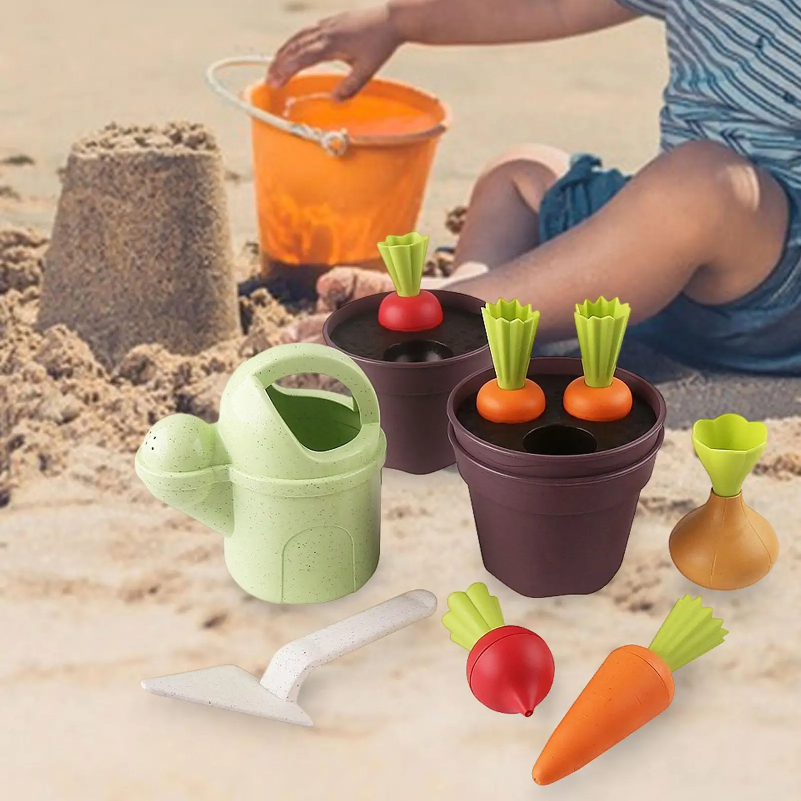 Set di giocattoli da spiaggia Strumenti per la sabbia Giocattoli per l'apprendimento Giardinaggio Piantare Casa da gioco Giocattolo con pala per giocare Ragazzi Ragazze Regali per bambini