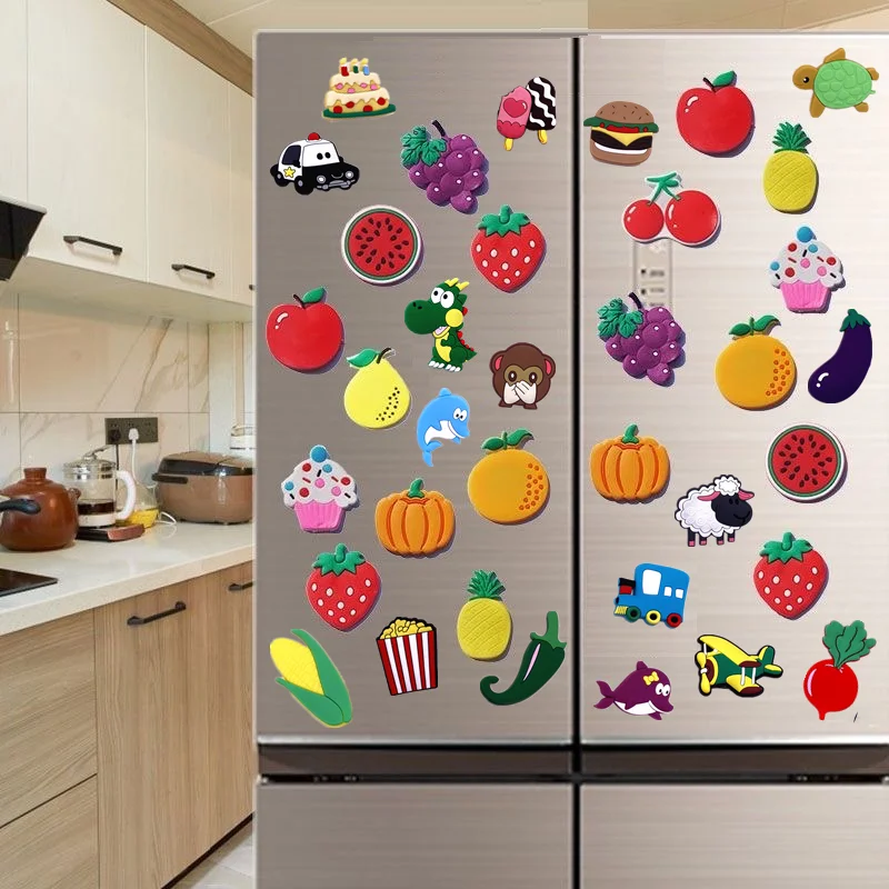 One Set Cute Magnets for Refrigerator Decor Cartoon Letters Animal Magnets for Kids PVC Magnetic Toy Children Fridge Magnets