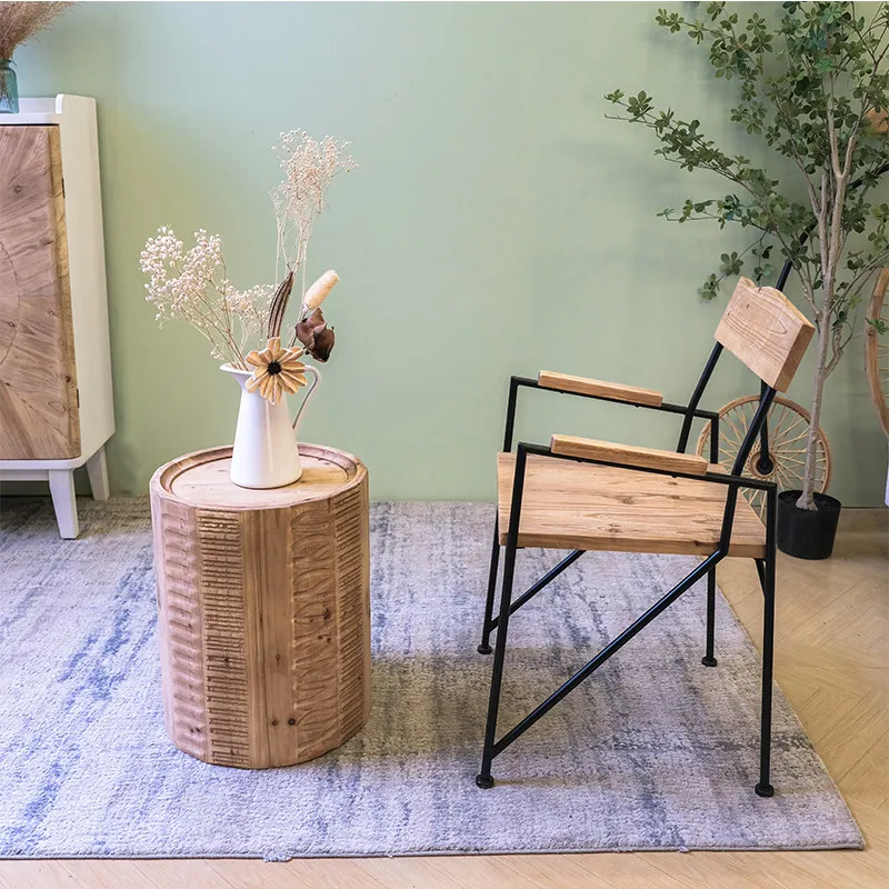 

Wabi sandy wind ironwood coffee chair living room home small apartment restaurant old retro homestay creative wrought iron