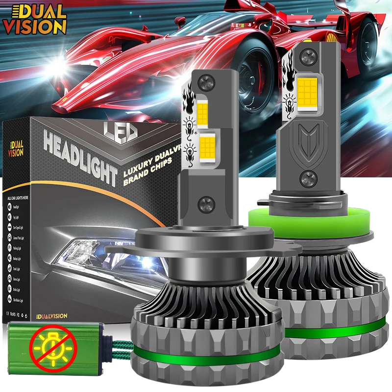 

Dualvision H7 H11 LED Auto Headlight Bulbs 9005 9006 HB3 HB4 9012 HIR2 H1 H4 H8 H9 Led Lamp Canbus High Power Lights for Car 12V