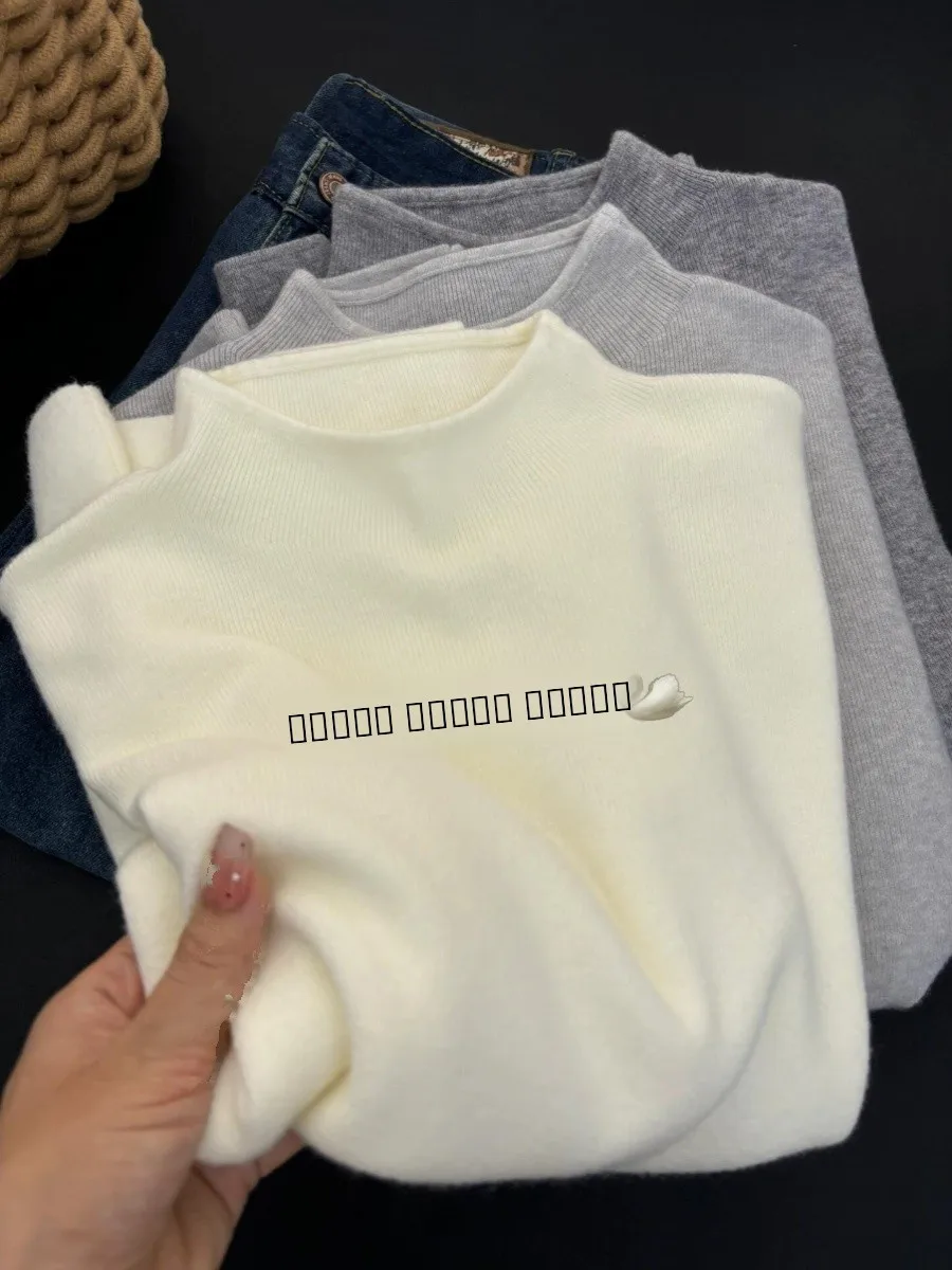 الترا لينة f عالية ني لطيف الأبيض محبوك قاعدة irt المرأة الخريف الشتاء معطف شتاء كسول سوبر حسن المظهر #1