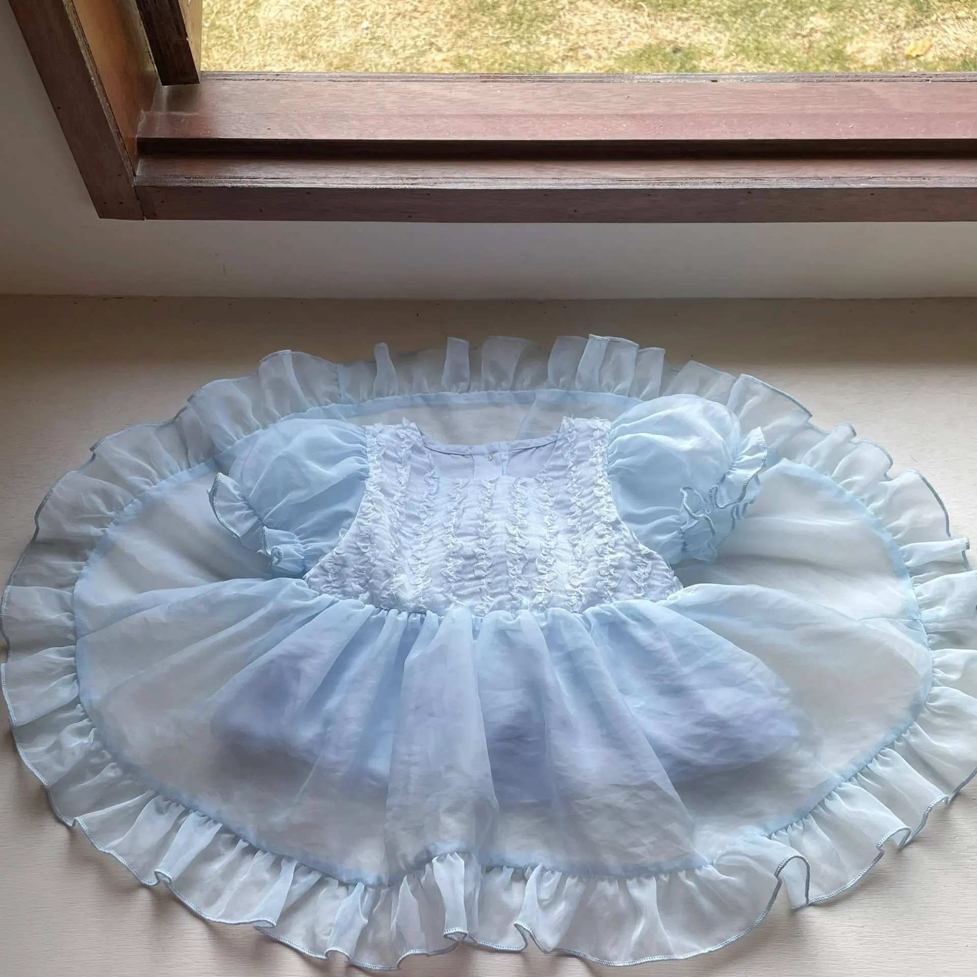 

Новое синее платье-комбинезон для маленьких девочек, милое праздничное платье принцессы для новорожденных, размер 0-2T