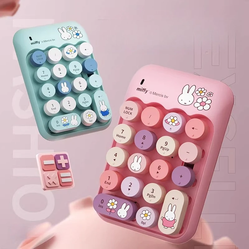 Miffy Kawaii Anime Cartoon Rabbit Wireless Numbers Keyboard Mouse External Notebook Computer Finance Accounting USB Keypad