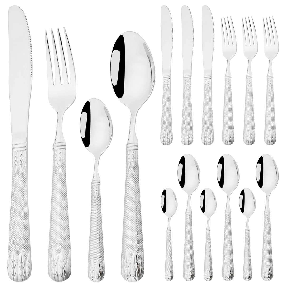 

16Pcs Luxury Vintage Dinnerware Set 304 Stainless Steel Cutlery Set Knife Fork Dessert Spoon Tableware Western Kitchen Flatware