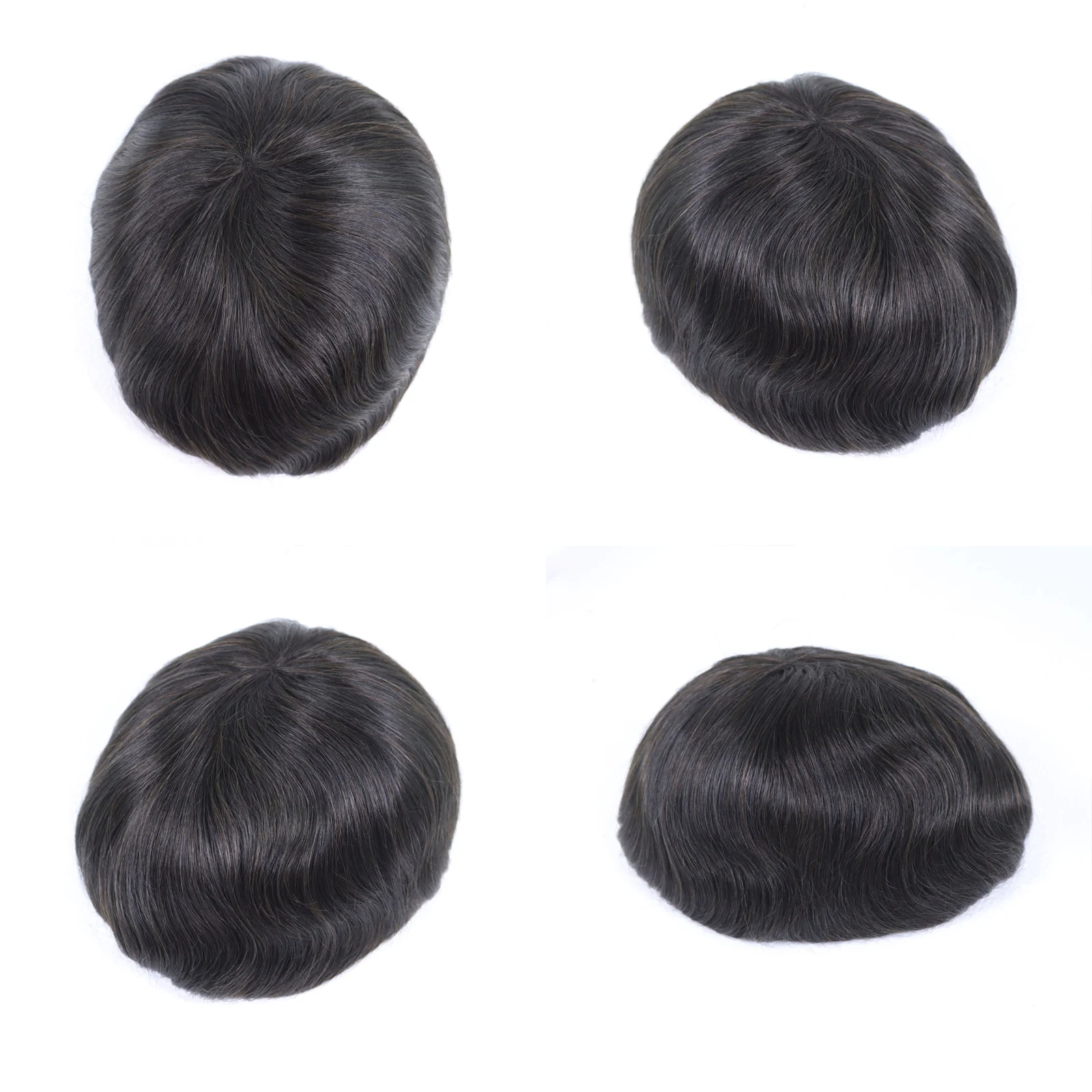 ذكر الشعر البشري استبدال الشعر المستعار للرجال 8x10 بوصة تنفس أحادية و بولي Base قاعدة شعر مستعار نظام الاصطناعية الشعرية السوداء الطبيعية #6