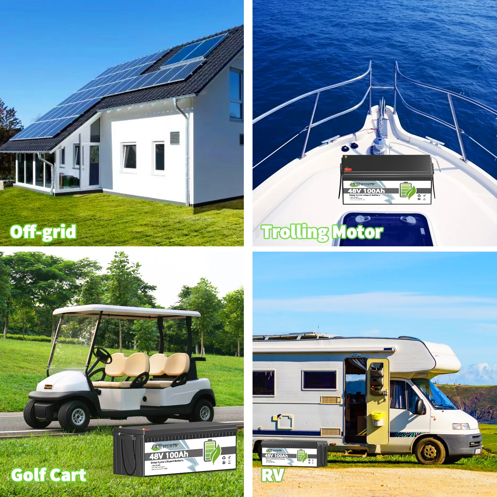 TCBWORTH 48V 100Ah Lifepo4 Golf Cart Lithium Battery,Low-Temp Protection 7000+ Deep Cycle for RV,Marine and Off Grid Application