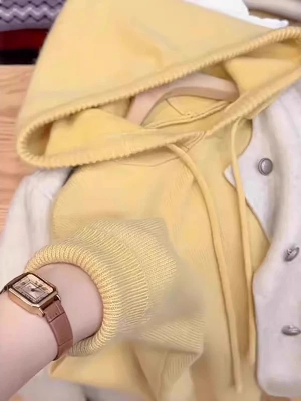 

Корейский желтый свитер с капюшоном и завязками, женский, больших размеров, свободный, вязаный, весенняя новинка для полных женщин