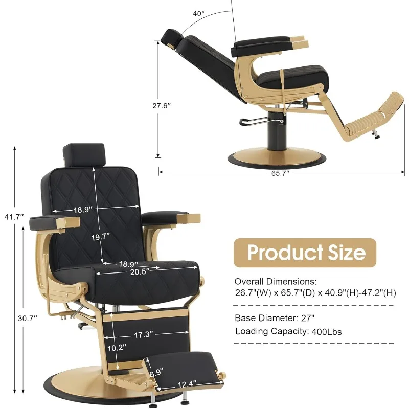 Heavy Duty Metal Vintage Barber Chair All Purpose Hydraulic Recline Salon Beauty Spa Shampoo Equipment 3825