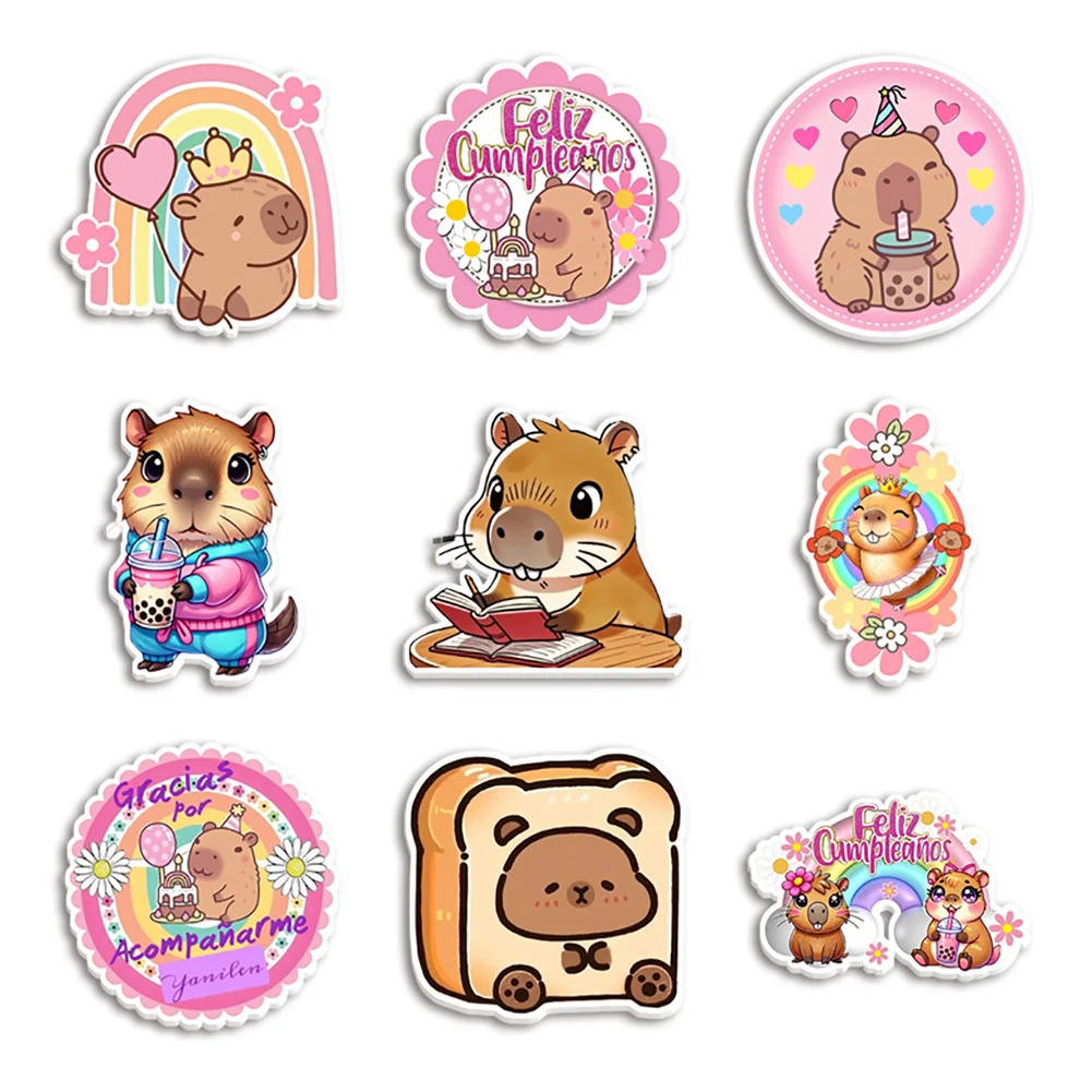 10pcs/lot Capybara Resin Planar Transparent Glitter Acrylic Flatback for Notebook Cover Decal Planner Journal DIY Supplies Gift