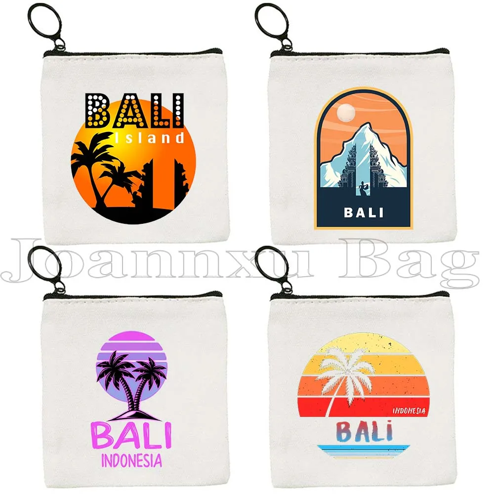 

Vintage Retro Beach Ubud Bali Emblem Indonesia Flag Map Heart Retro Balinese Gifts Canvas Coin Purse Key Card Bag Wallet Pouch