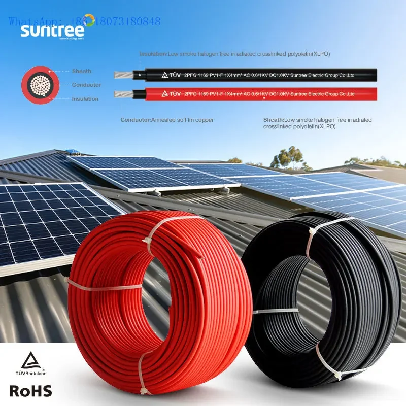 TUV 62930 IEC62930 2.5mm2 solar cable XLPO Insulation with 25 years product lifetime