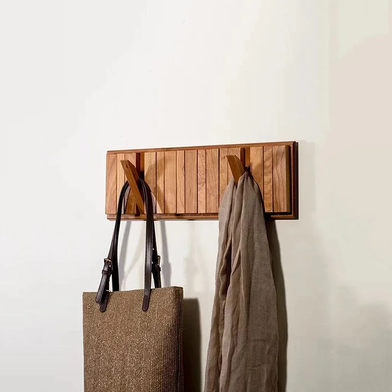 Solid Wood Coat Rack Magnetic Attraction Wall Clothes Hanger Portable Clothes Organizer Entrance Hall Storage Furniture for Home