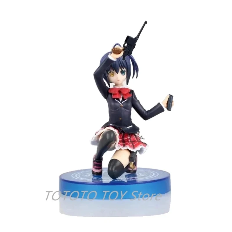 15cm Love, Chunibyo & Other Delusions Anime Figurine Takanashi Rikka Holding a Gun Changeable Face PVC Figure Toys For Kids