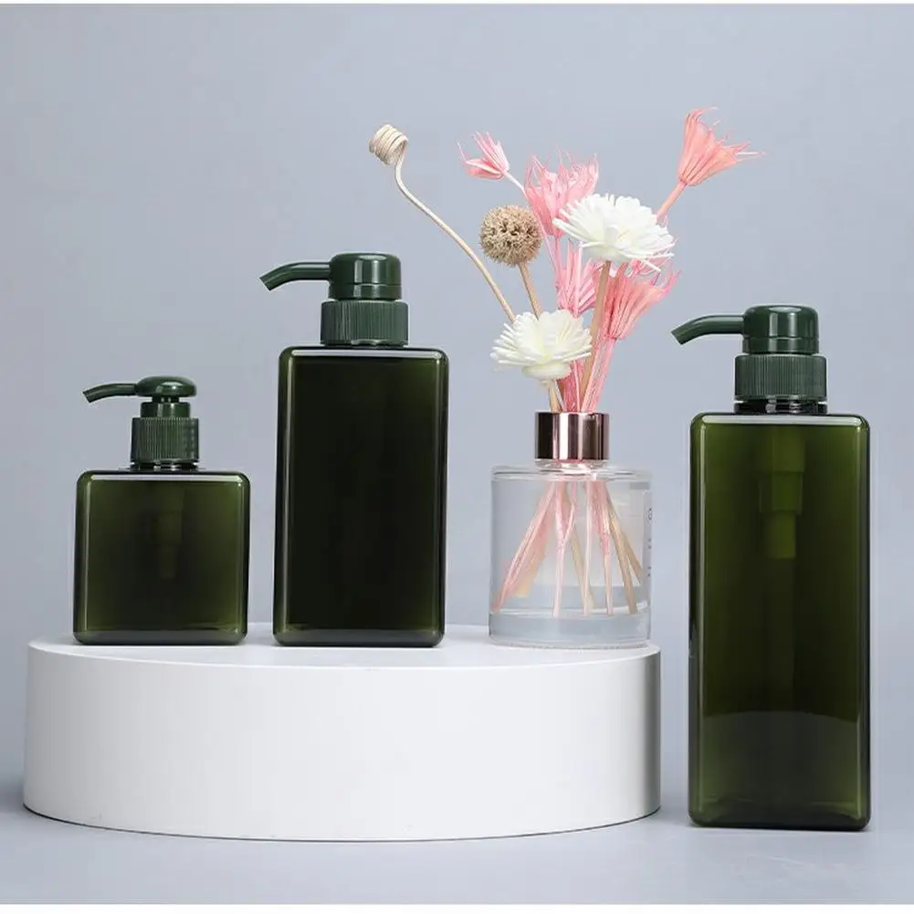 Premium Square Refillable Soap Dispenser Bathroom Decoration Travel Portable Storage Shampoo and Body Wash 250ml Capacity