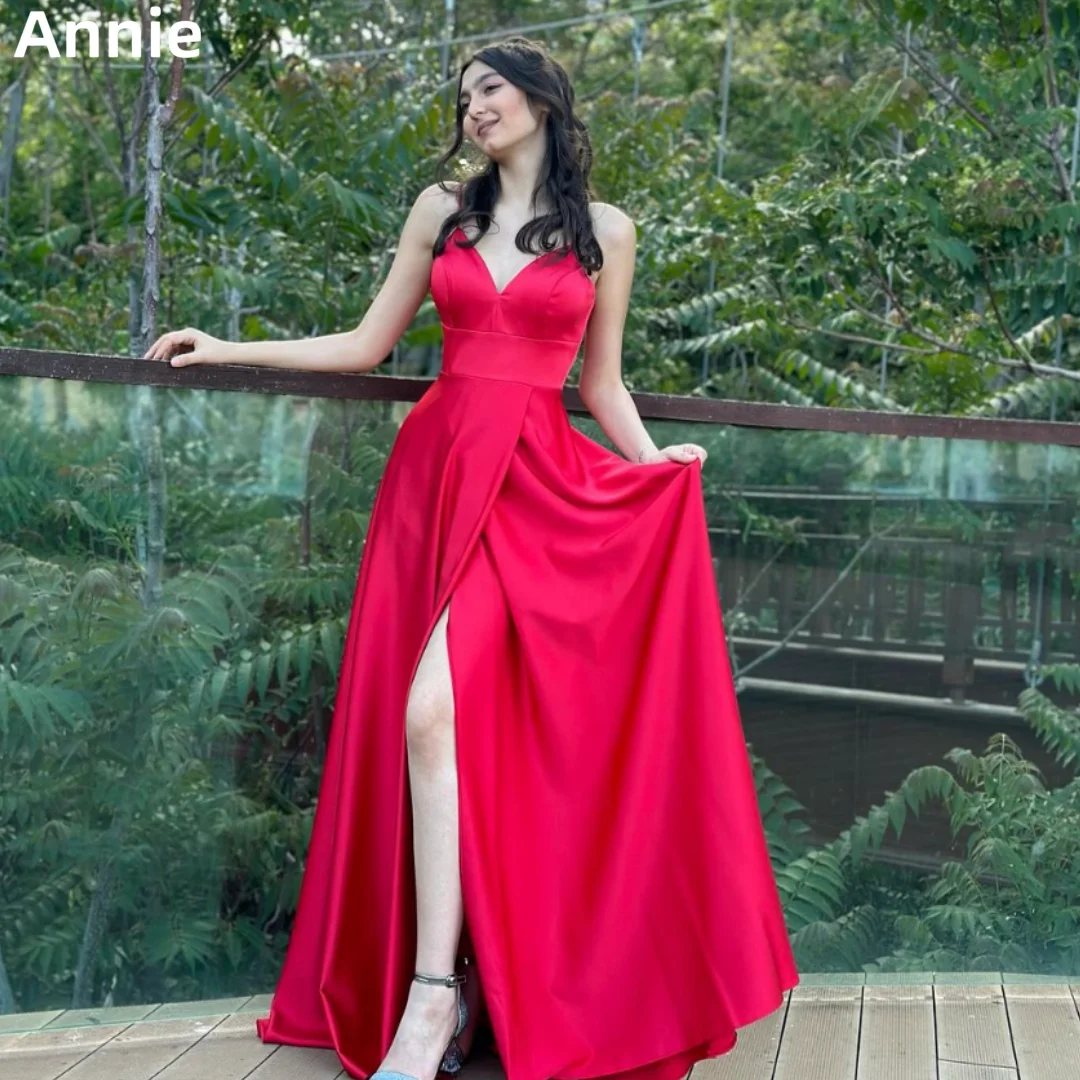 

Annie Red Prom Dresses Special Occasion A-line Side Slits Elegant Evening Dresses Formal Wedding Party Dress Robes De Soirée