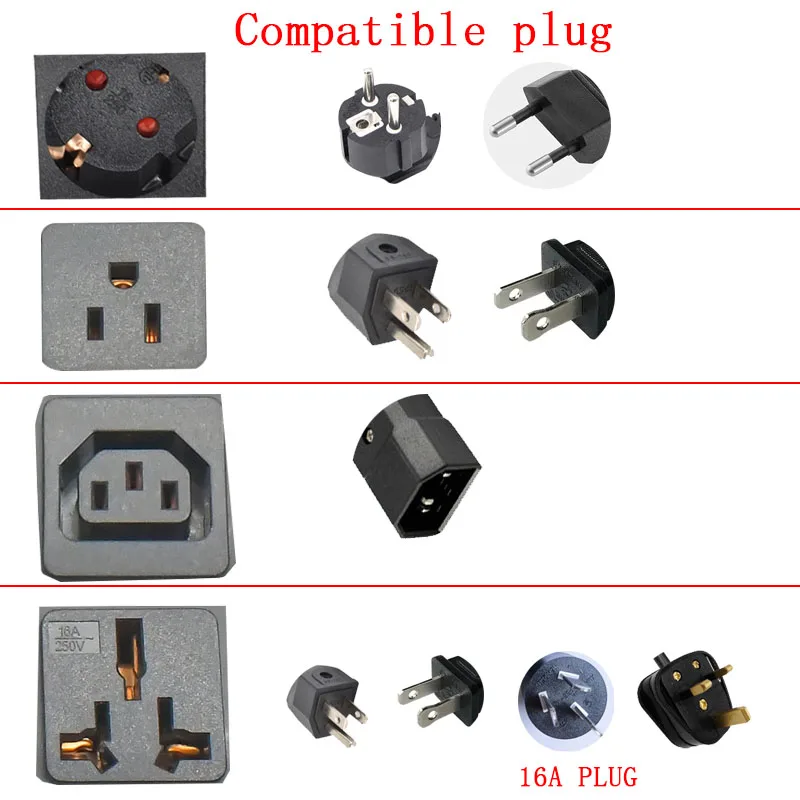 Imagem -03 - Pdu Electrical Power Strip Soquete Rede Cabinet Rack Universal Brasil Socket C14 Port Eua C13 16a Itália Reino Unido Tailândia Brasil 16 ou 18 ac Output