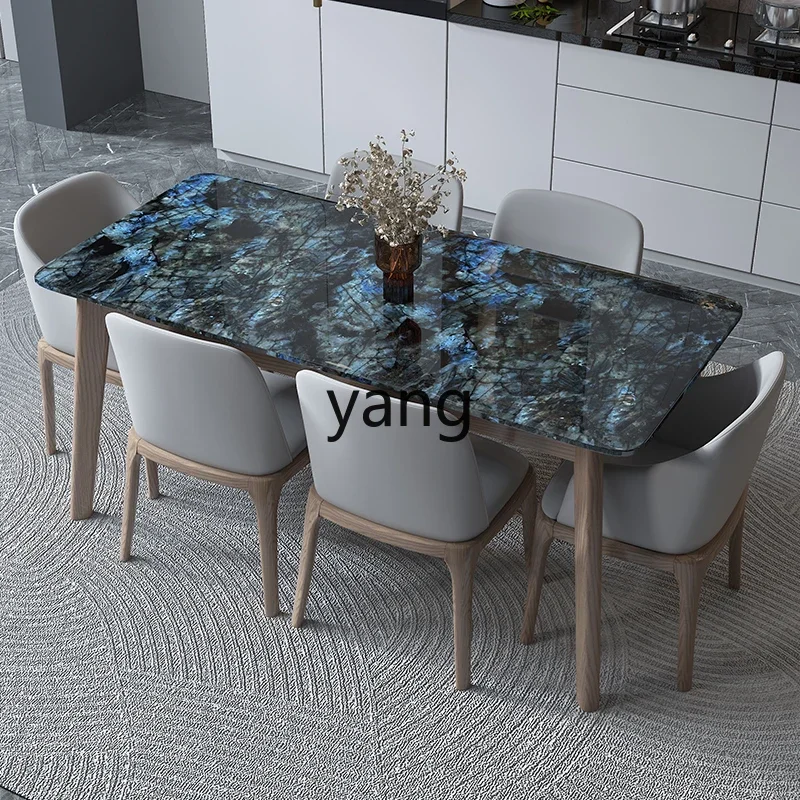 Lmm light luxury marble solid wood dining table and chair combination small apartment eating rectangular table