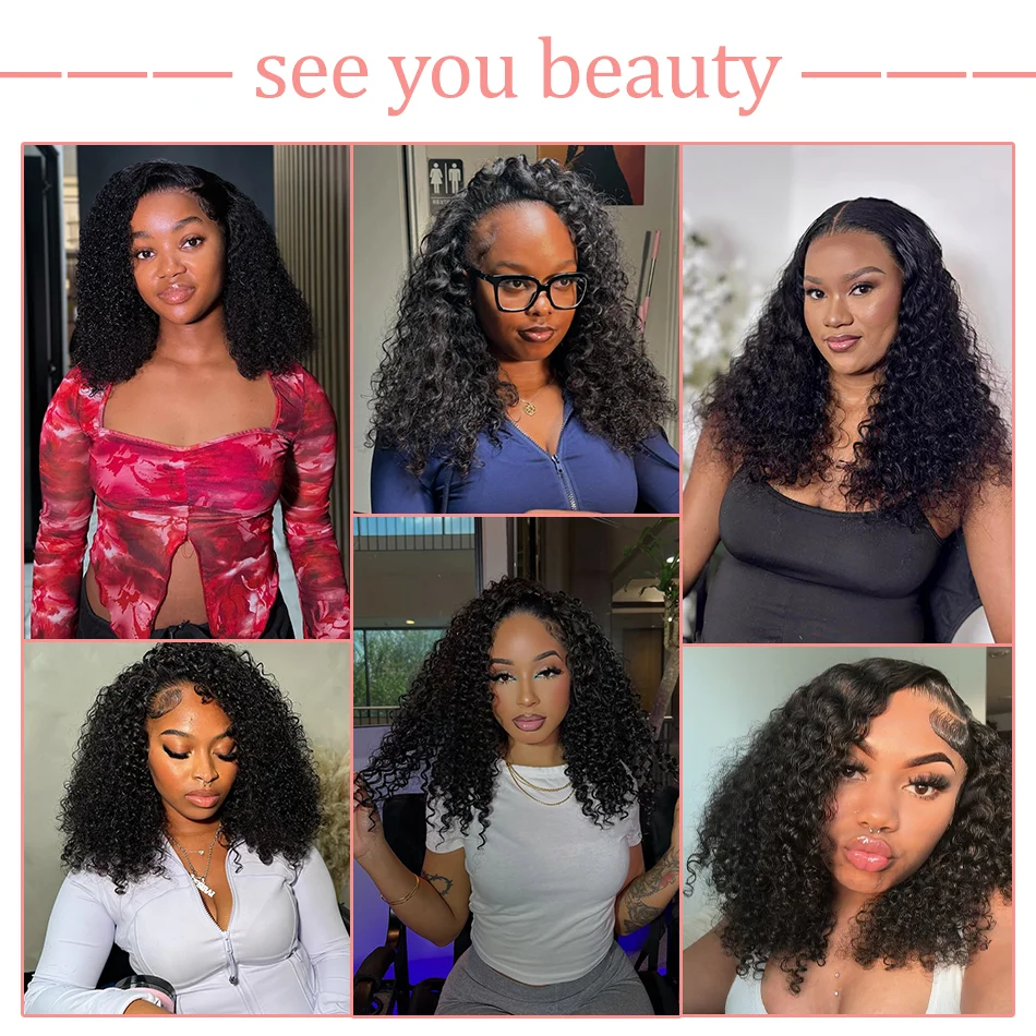 HD 250% Brazilian Curly Short Bob 13x6 Lace Front Human Hair Wigs Brazilian Deep Wave 13x4 Transparent Lace Frontal Remy Wig 5x5 Glueless Wig For Women