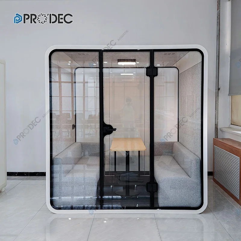 L Size Four Persons Work Pod Office Meeting Room Soundproof Video Conference Booth Acoustic Pod