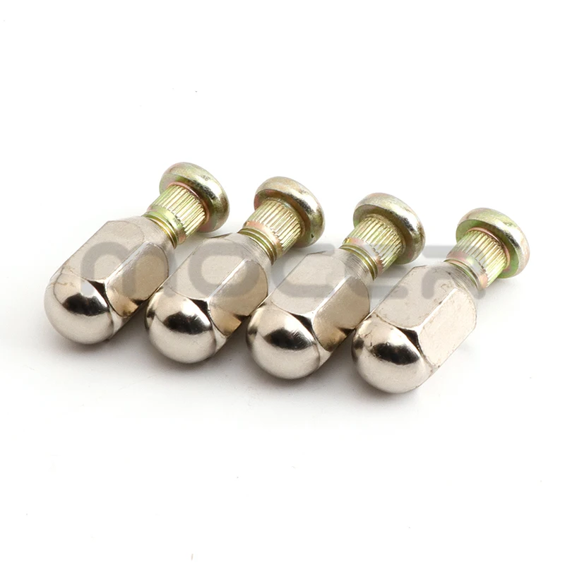 4 Pcs M10x1.25 Chrome Wheel Lug Nuts 10.9 Steel Spline Screw For Car ATV Go kart UTV Buggy Quad Dirt Bike wheel hub Accessories