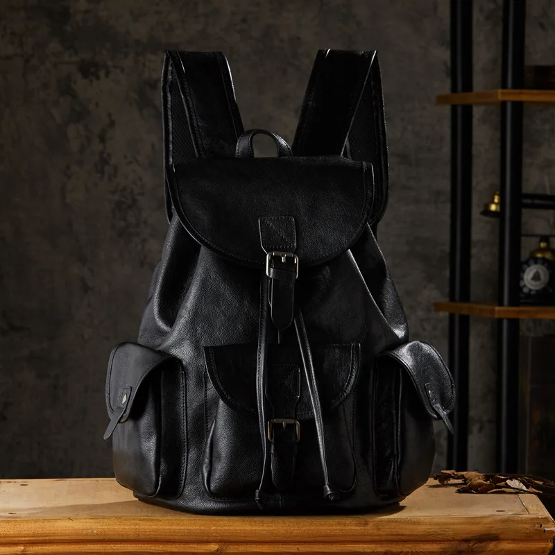 

Handmade vegetable tanned cowhide men's shoulders retro personality first layer cowhide backpack leather outdoor leisure travel