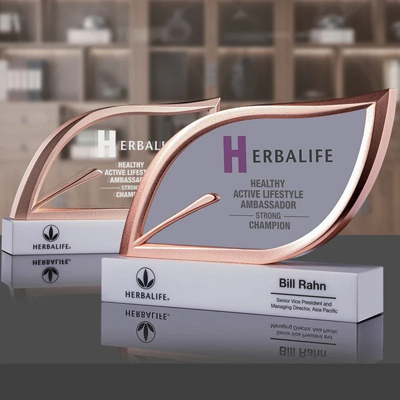 

Customized Creative Leaf Shape Crystal Trophy, Five-Pointed Star Award, Commendation Souvenir, Metal Trophy, High-End Decor, 1Pc