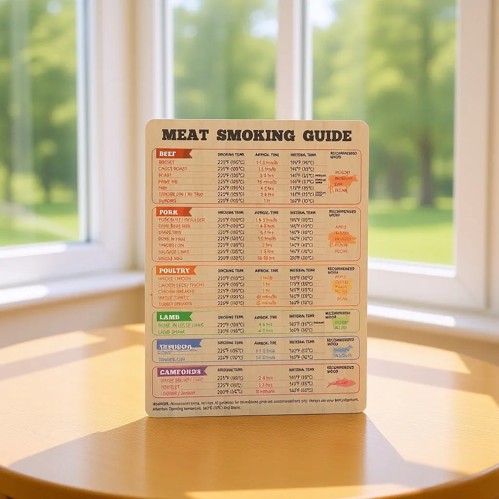 Tabla Magnética de Temperaturas para Refrigerador, Guía en Inglés para Ahumar Carne, Tabla de Cocción Reutilizable, Imán para Refrigerador de Cocina