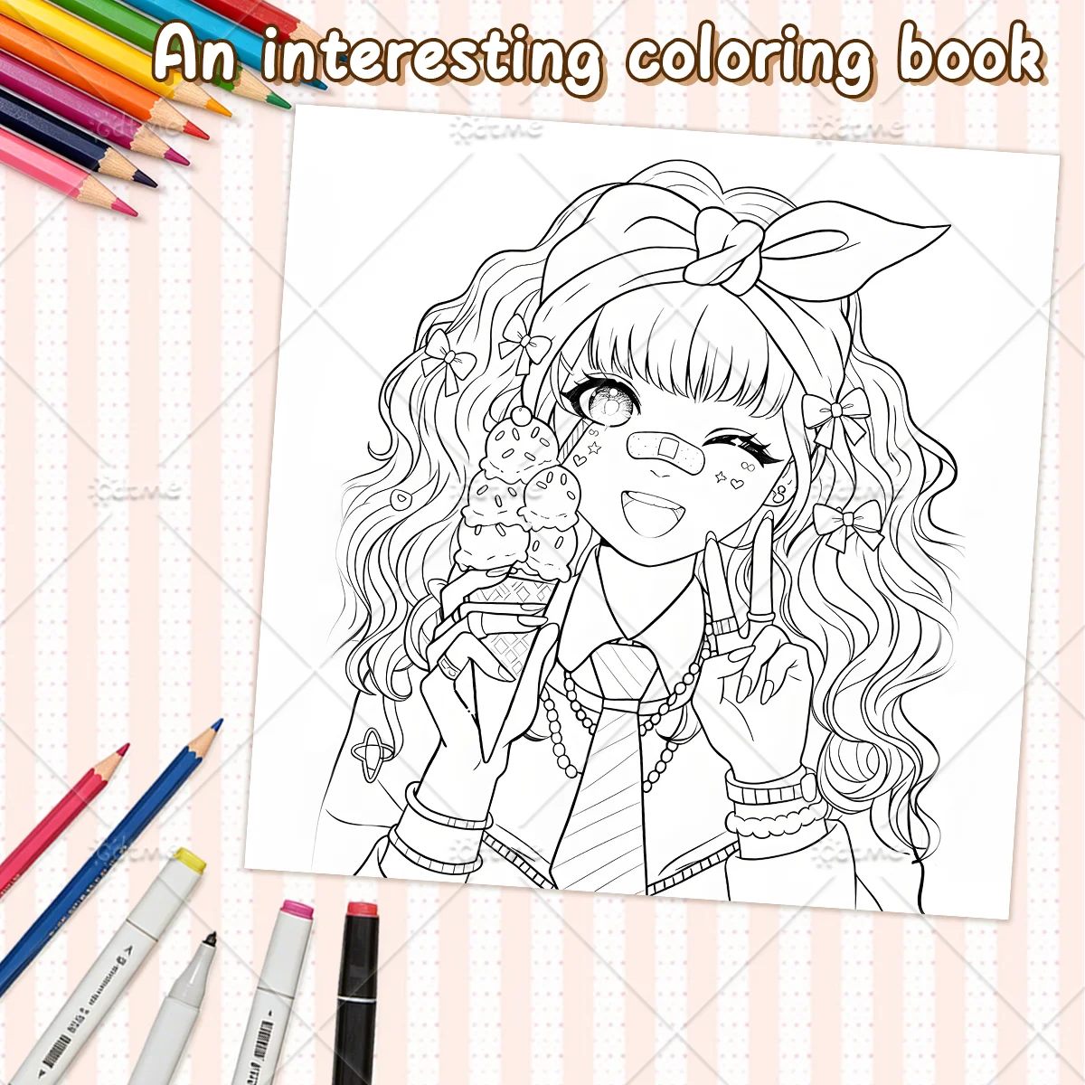 DECORA GIRLS Malbuch für Erwachsene mit Cartoon-Motiven und Einfachen Mustern zur Entspannung, DIY Mal- und Zeichenbücher für Jugendliche – Detail 6
