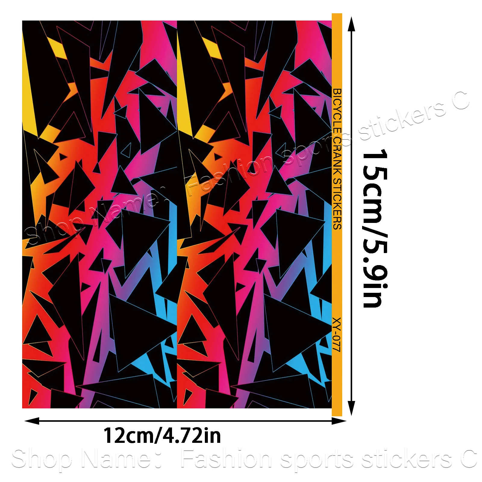 

1 Set Neon Geometric Pattern Waterproof Vinyl Crank Arm Stickers for MTB Road Bike