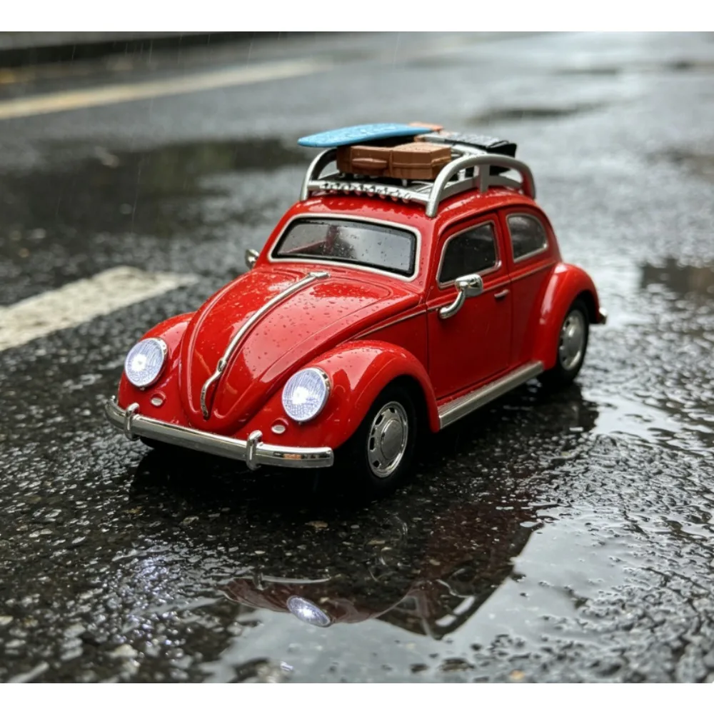 

1:24 Classic Beetle Vintage Diecast Car Model, Alloy Retro Old Timer Vehicle with Light & Sound, Pull Back Toy Car