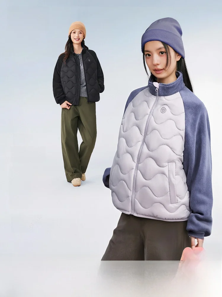 

Lightweight Casual Women's Duckweed Pattern Splicing down Jacket Fashionable All-Match SNOW FLYING Commute Style Nylon