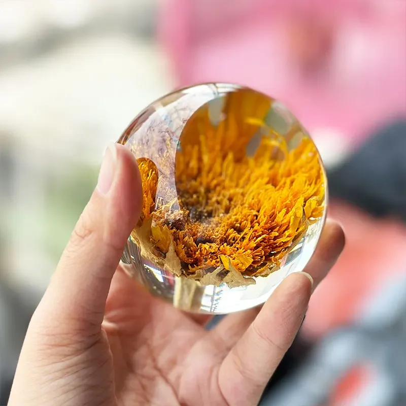 1pcs Resin Sunflowerss Crystal Wishing Ball Birthday Gift Sunflowerss Art Home Desk Accessory Dream Ball Home Decoration 97