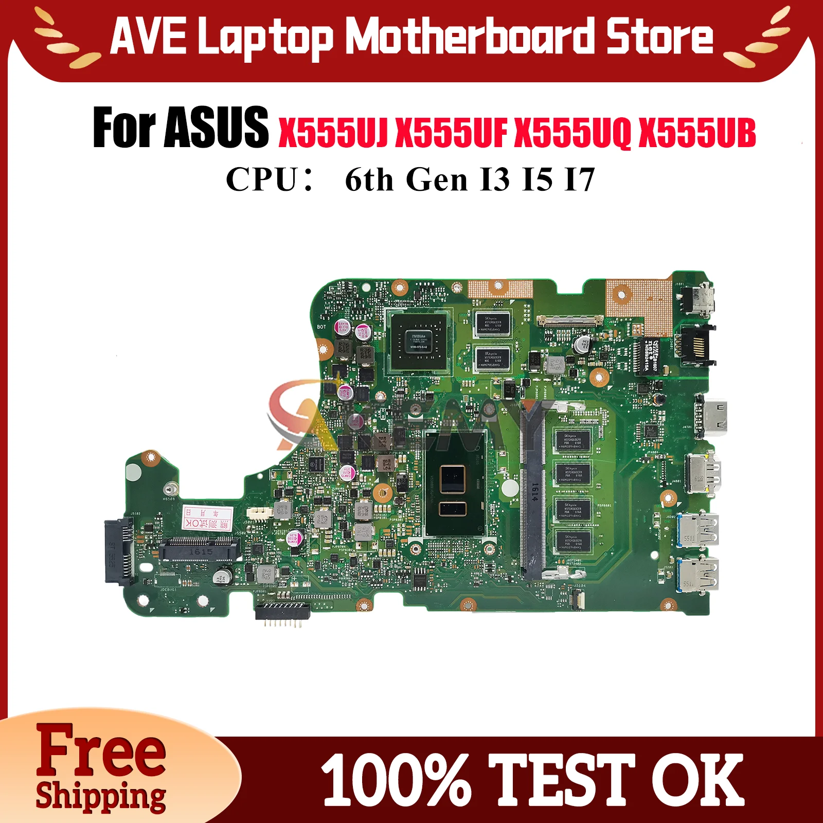

X555UJ Материнская плата для ноутбука ASUS VivoBook F555U X555U X555UB X555UF FL5800U X555UJ X555UQ A555U K555U Материнская плата I3 I5 I7 CPU