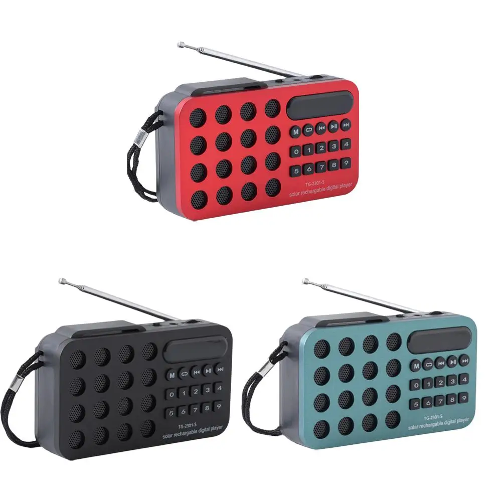 Solar Charging Portable FM Receiver Radio With Bluetooth Wireless Speaker Support USB TF Card Multi-band Rechargeable MP3 Player