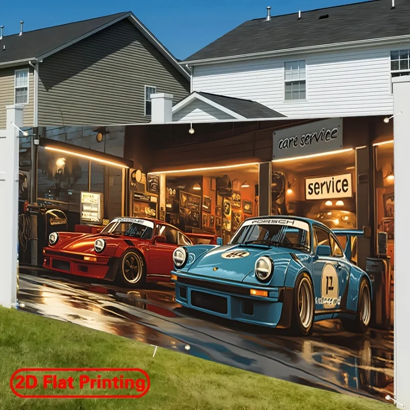 2D-Garagentorbanner – Retro-Garagen-Autoshow-Themen-Partybanner – Allgemeine saisonale Dekoration – Detail 6