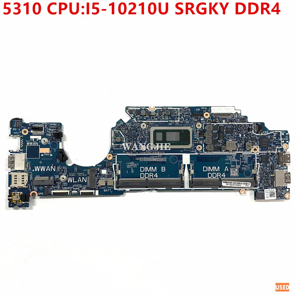 19842-1 Mainboard For Dell Latitude 5310 Laptop Motherboard CN-0D2CKD 0D2CKD D2CKD CPU:I5-10210U SRGKY DDR4