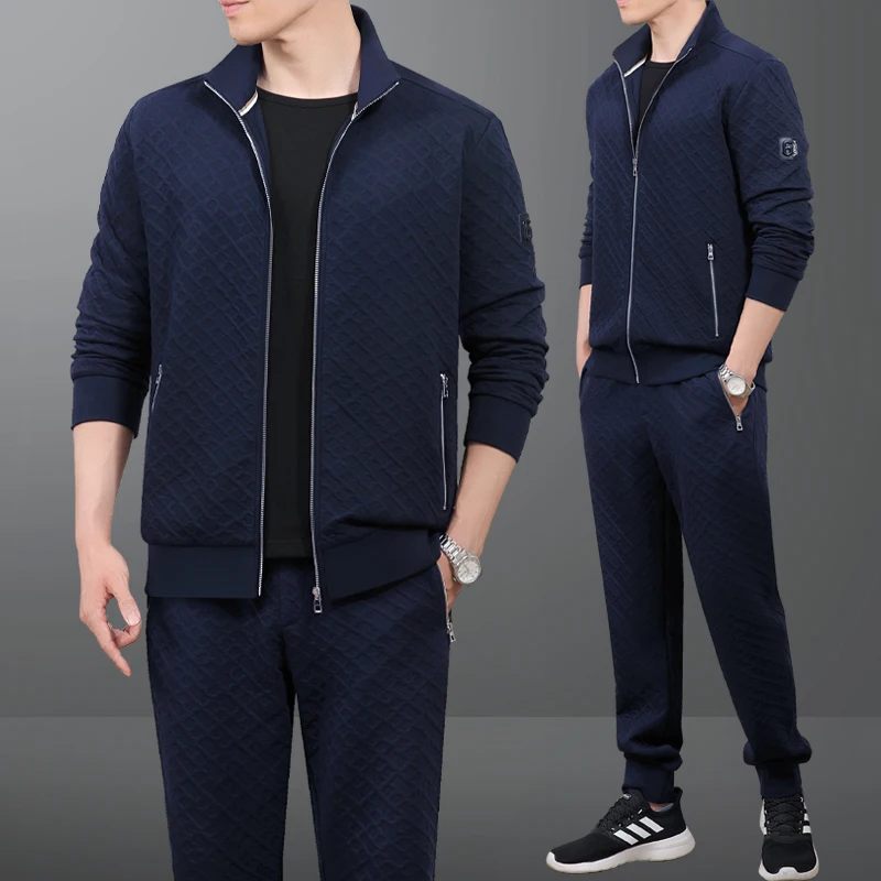 

Мужской спортивный повседневный костюм свободного кроя для бега, осенняя новинка, одежда для отцов, мужской комплект для среднего возраста с длинным рукавом, смесь хлопка и полиэстера