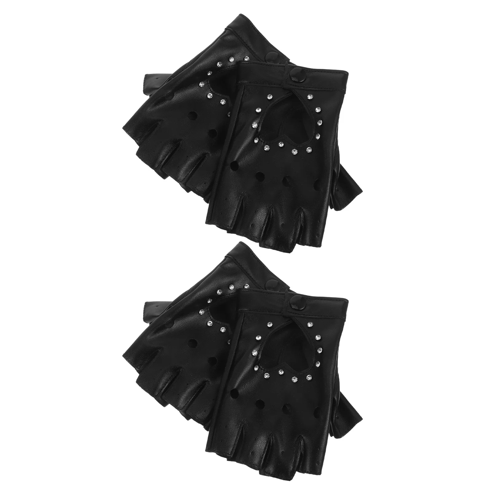 

2Pairs Half Finger Gloves Stylish Heart Cutout Glittery Fingerless Costume Gloves for Dance Party Dress Up